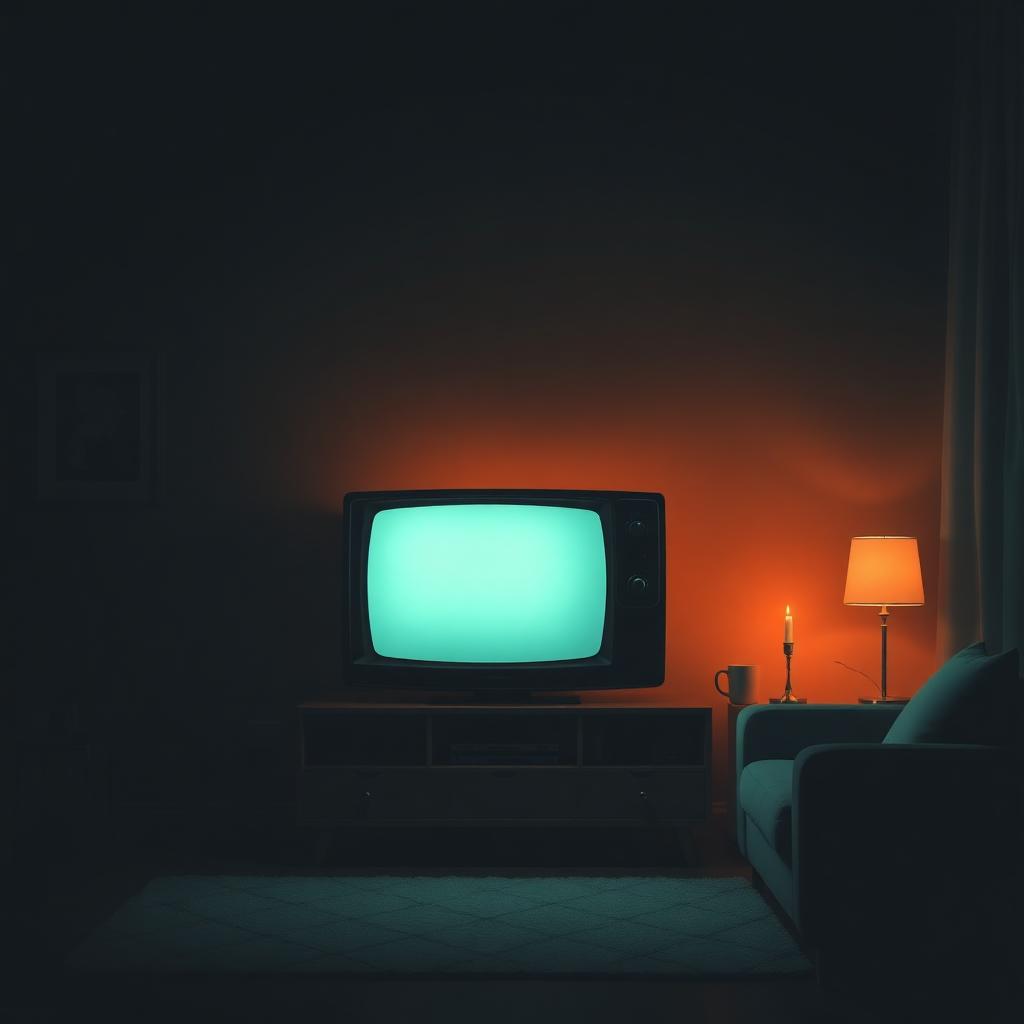 Ilustración de un televisor emitiendo en prime time en un salón